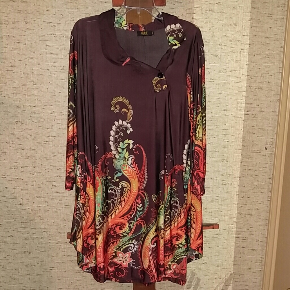 Size 3x Brown colorful tunic